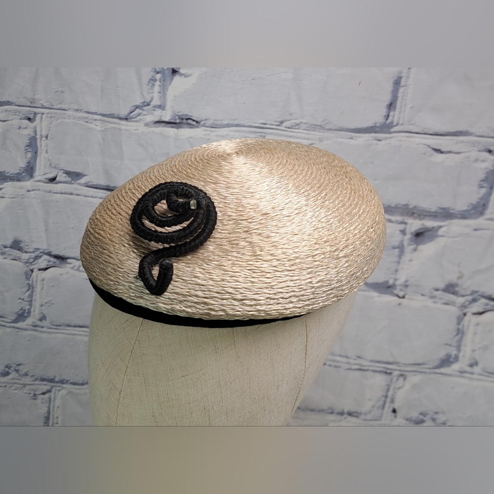 Cedar Crest Original Women's Vintage 60s 50s Hat Straw Beret Oval Size 7 - Picture 2 of 15